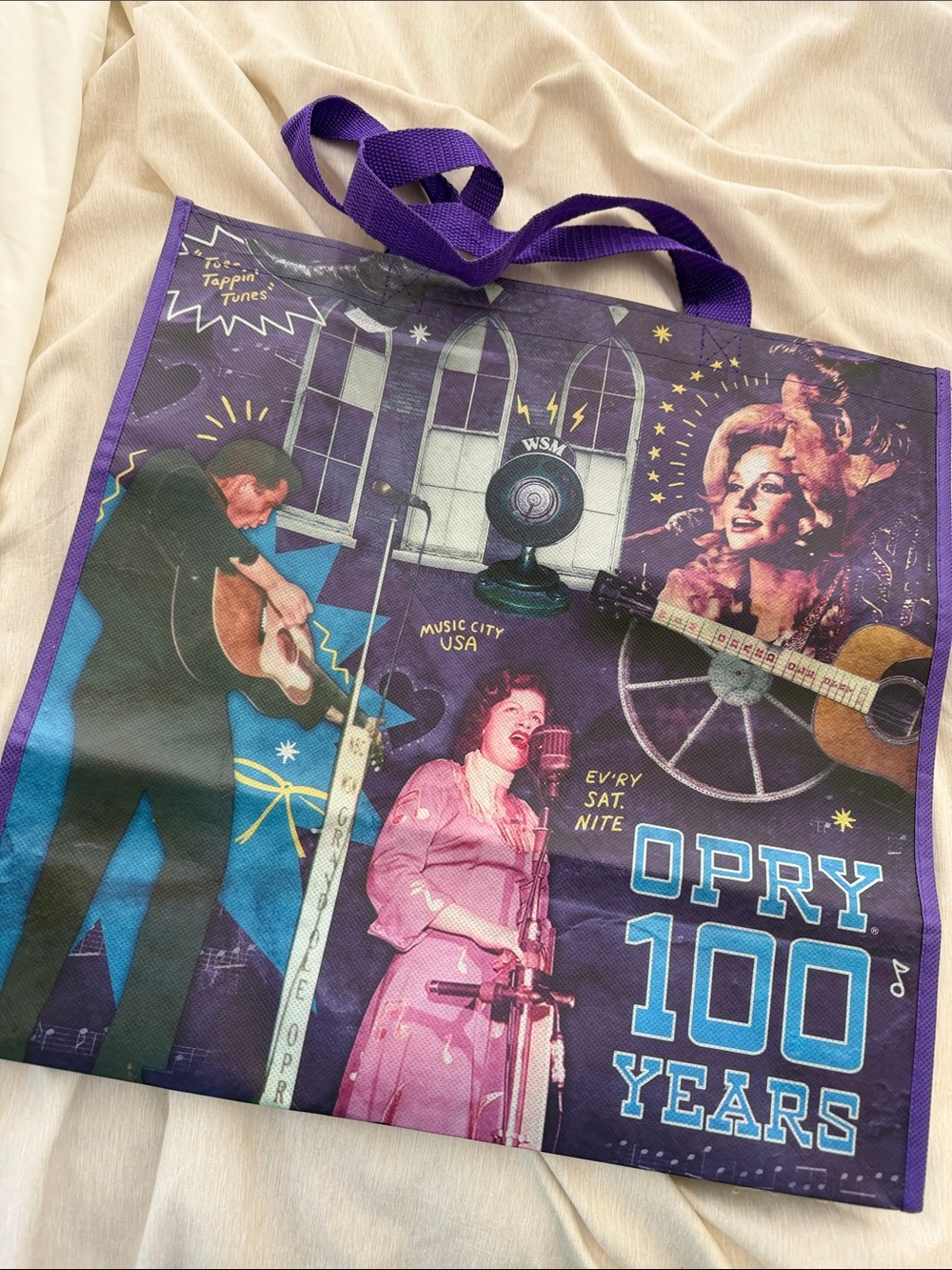 Opry 100 Years Purple Reusable Tote Bag